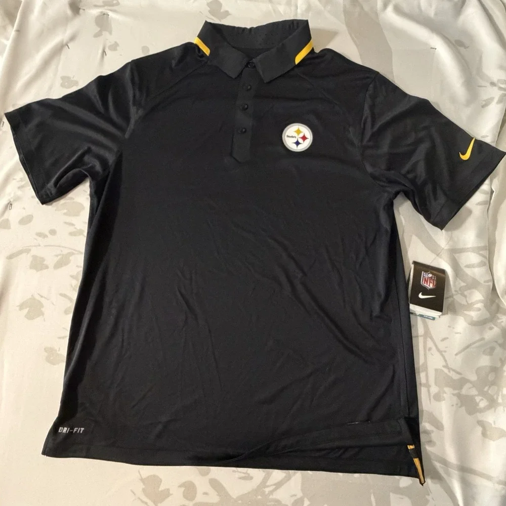 Nike Dri-Fit Pittsburgh Steelers Sideline Performance Polo Shirt Black NWT 